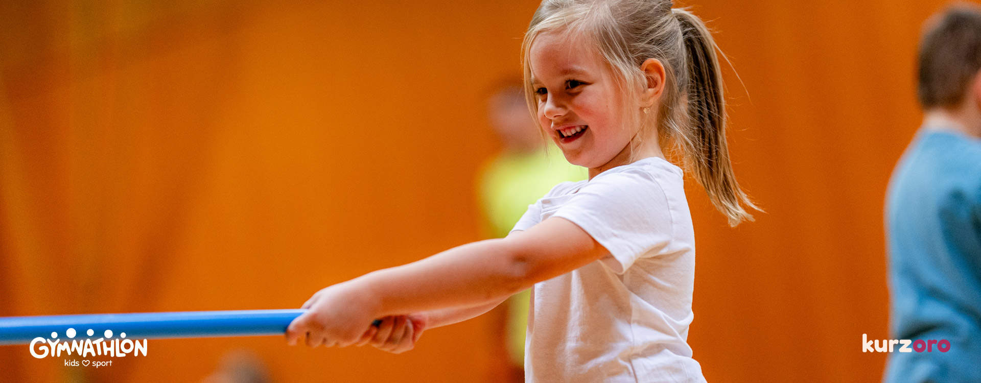 Gymnathlon Junior – všestranný sportovní kurz pro děti 4–6 let zaměřený na rozvoj pohybových dovedností a motivace ke sportu.