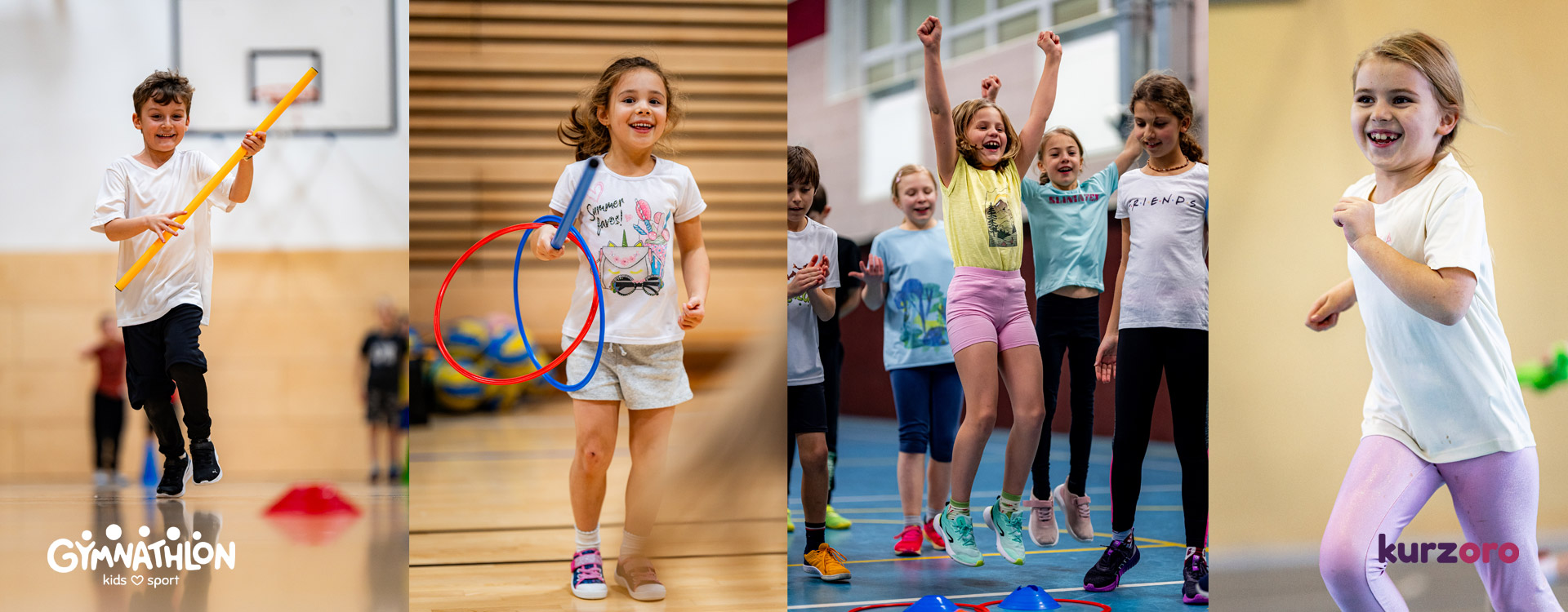 Gymnathlon Sportmix – multisportovní kurz pro děti 6–9 let zaměřený na rozvoj všestrannosti, týmové spolupráce a sportovních dovedností.