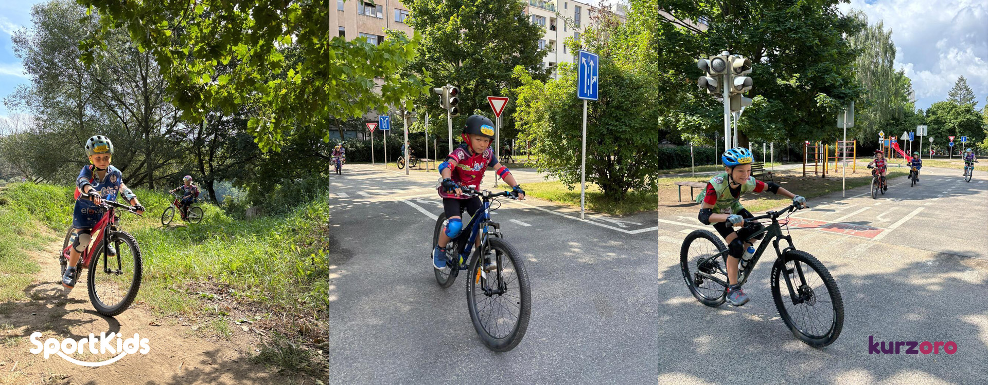 SportKids – víkendový kurz cyklistiky pro děti 3–12 let, ve kterém se naučí bezpečně ovládat kolo, zdokonalí techniku jízdy a podle své úrovně si vyzkouší také terénní tratě a pump track.